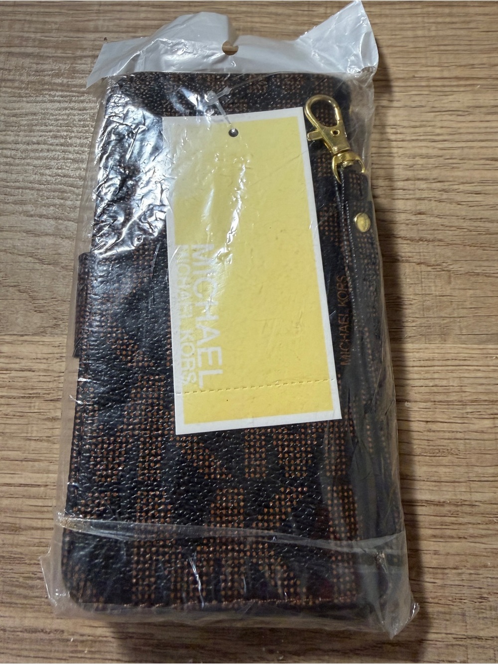 Michael Kors Brown Monogram Phone Case with Gold Plaque - Picture 4 of 5